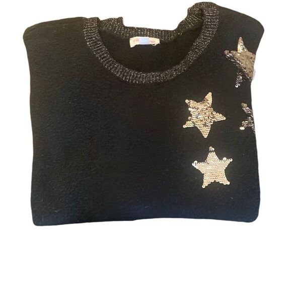- $80 Riley & Rae Women's Black Sequin Star Long-Sleeve Crewneck Sweater M… - Picture 9 of 13